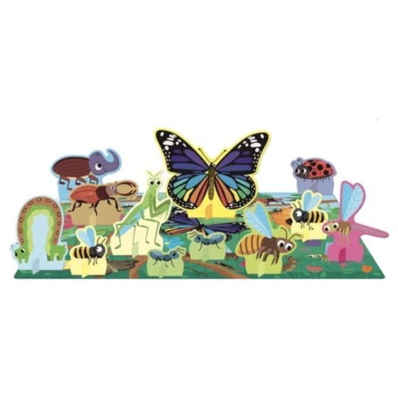 Coffret Le jardin des petites bêtes : Livre, Puzzle & Figurines