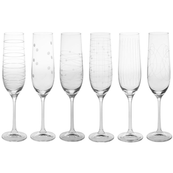 Coffret de 6 flûtes à champagne Graphik 19 cl en cristallin