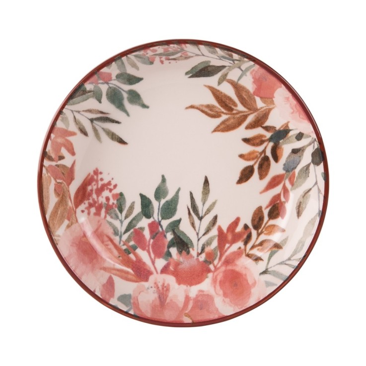 Assiette creuse Pink Flor 19 cm (lot de 6) en faïence