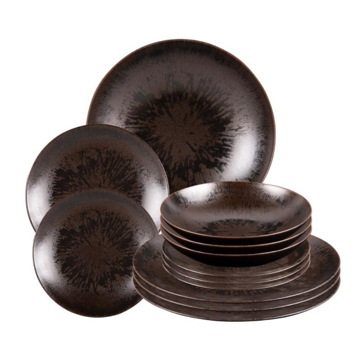 Service d'assiettes 12 pièces Onyx en grès