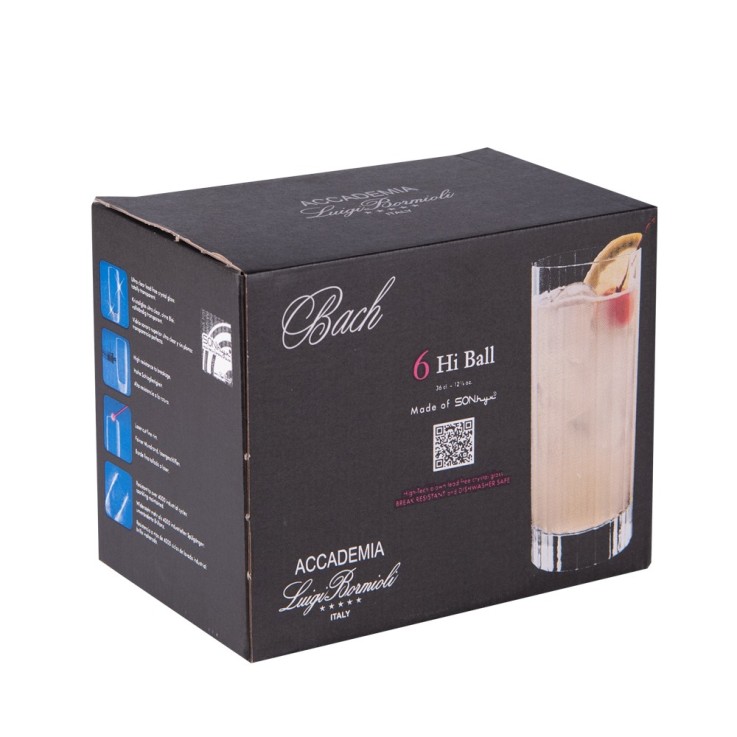 Boîte de 6 verres à Whisky Bach forme haute 36 cl