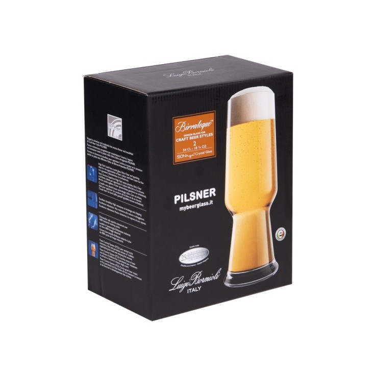 Coffret de 2 verres à bière birrateque pilsner 54 cl en cristallin