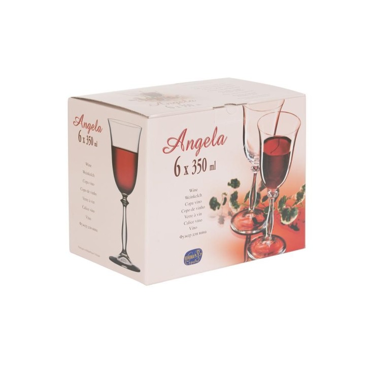 Boîte de 6 verres à pied Angela filet or 35 cl en cristallin