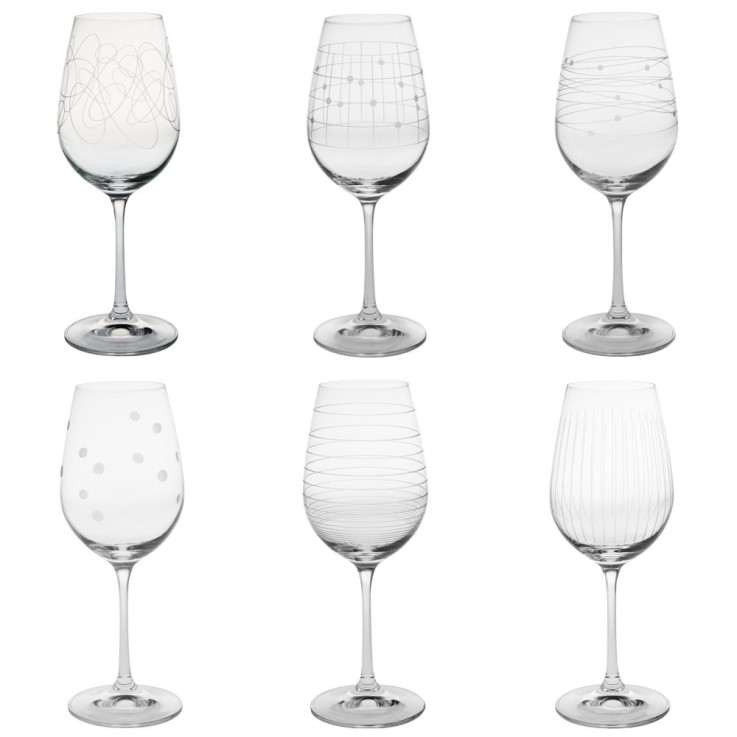 Coffret de 6 verres à pied Graphik 35 cl en cristallin