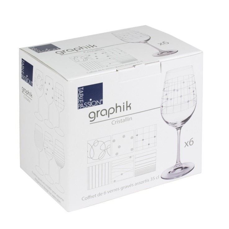 Coffret de 6 verres à pied Graphik 35 cl en cristallin
