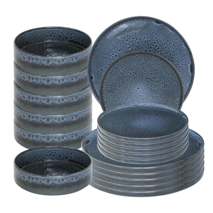 Service d'assiettes Abysses 18 pièces en grès