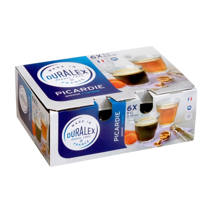 Boîte de 6 gobelets Picardie 9 cl en verre