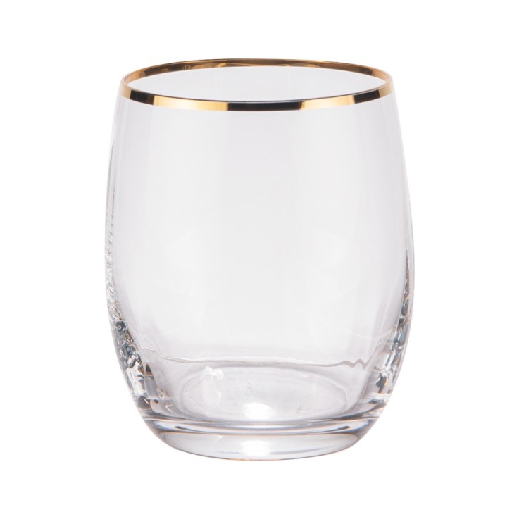 Boite de 6 gobelets bas Waterfall filet or 30 cl en cristallin
