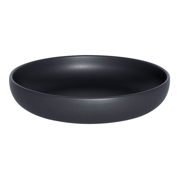 Assiette creuse Uno noir 22 cm (lot de 6) en grès