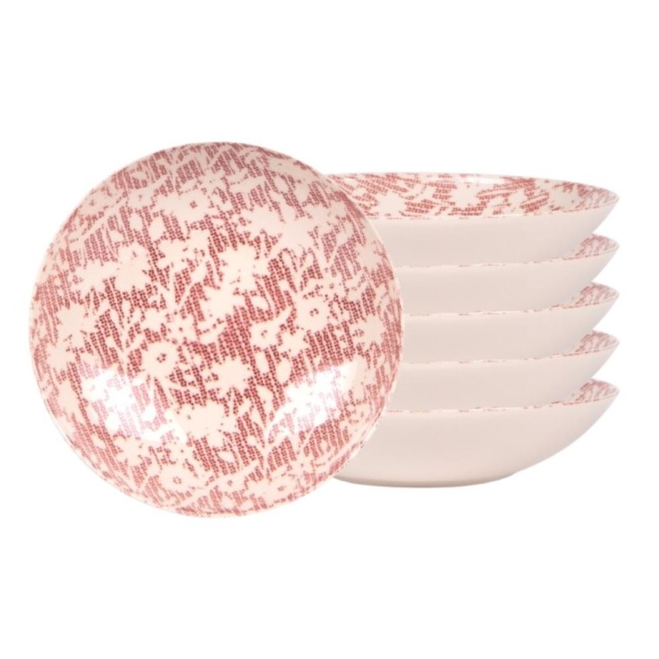Assiette creuse Léa rouge 22 cm (lot de 6) en grès