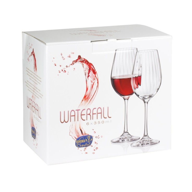Boîte de 6 verres à pied Waterfall 35 cl en cristallin