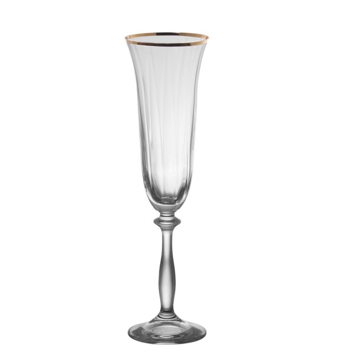 Boîte de 6 flûtes Angela filet or 19 cl en cristallin
