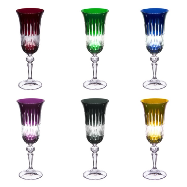 Coffret de 6 flûtes à champagne 15 cl en cristallin taillé