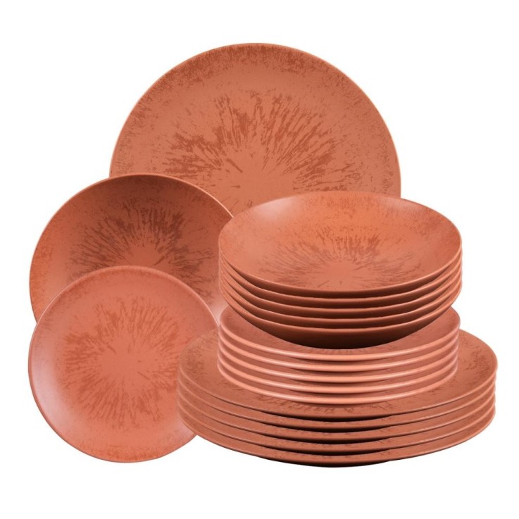 Service d'assiettes 18 pièces Onyx Terracotta en grès