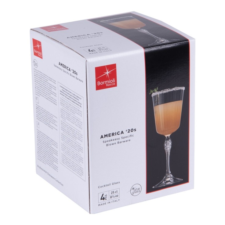 Boite de 4 verres à pied America 25 cl en cristallin