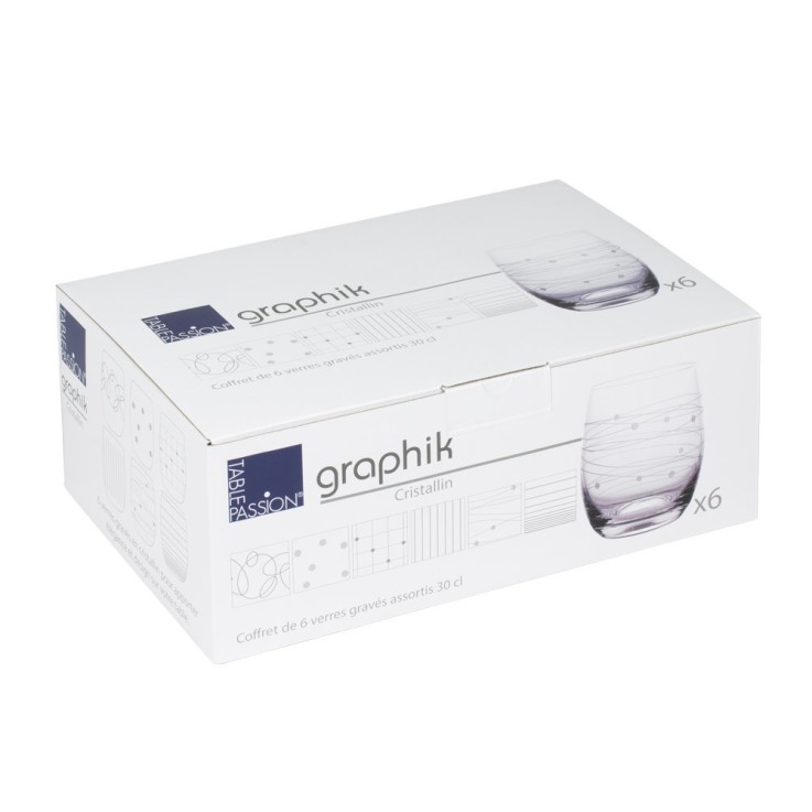 Coffret de 6 gobelets Graphik 30 cl en cristallin