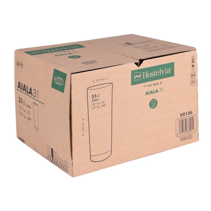 Boîte de 12 gobelets forme haute Aiala 31 cl en verre