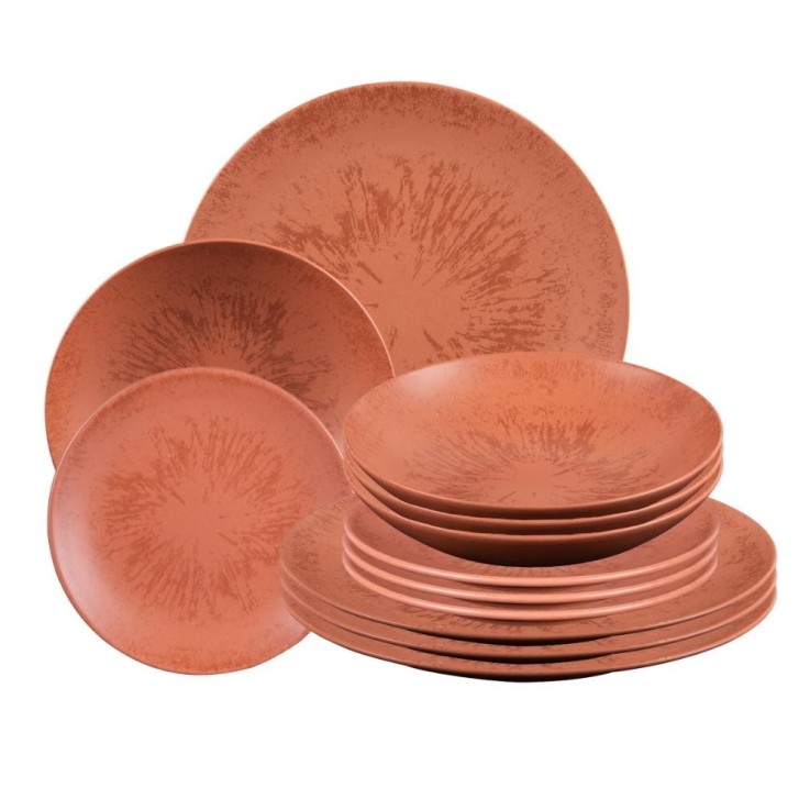 Service d'assiettes 12 pièces Onyx Terracotta en grès