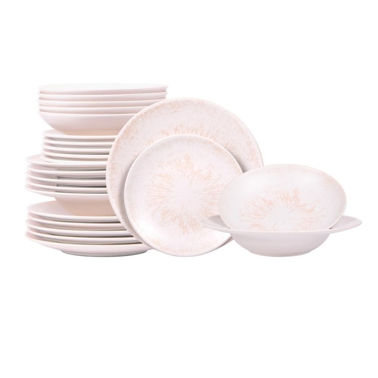 Service d'assiettes 24 pièces Onyx crème en grès