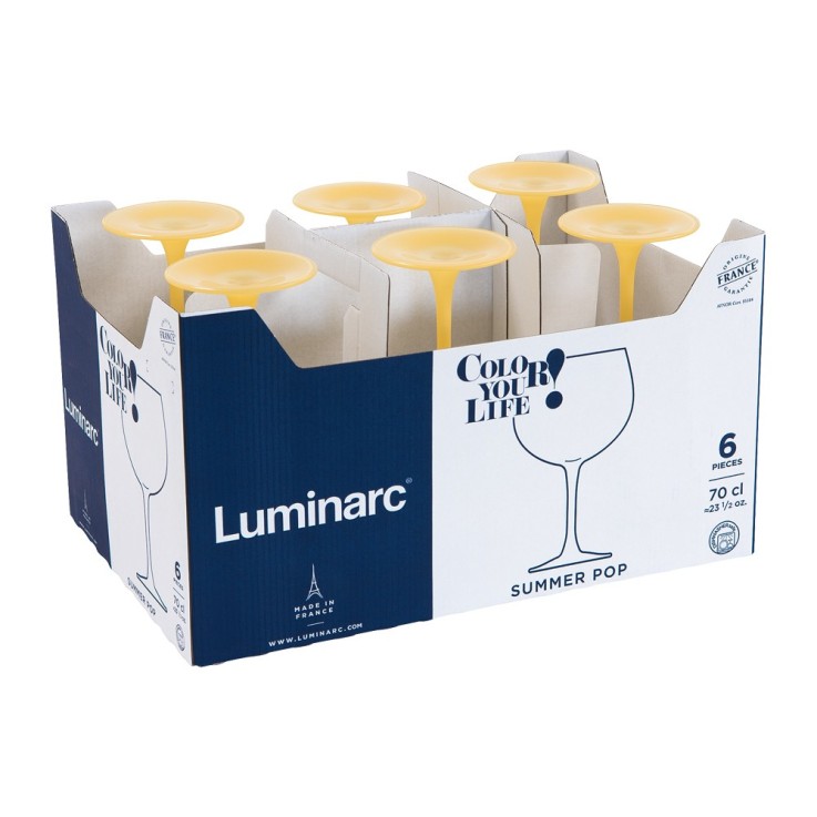 Boîte de 6 verres à pied Summer Pop 70 cl mimosa