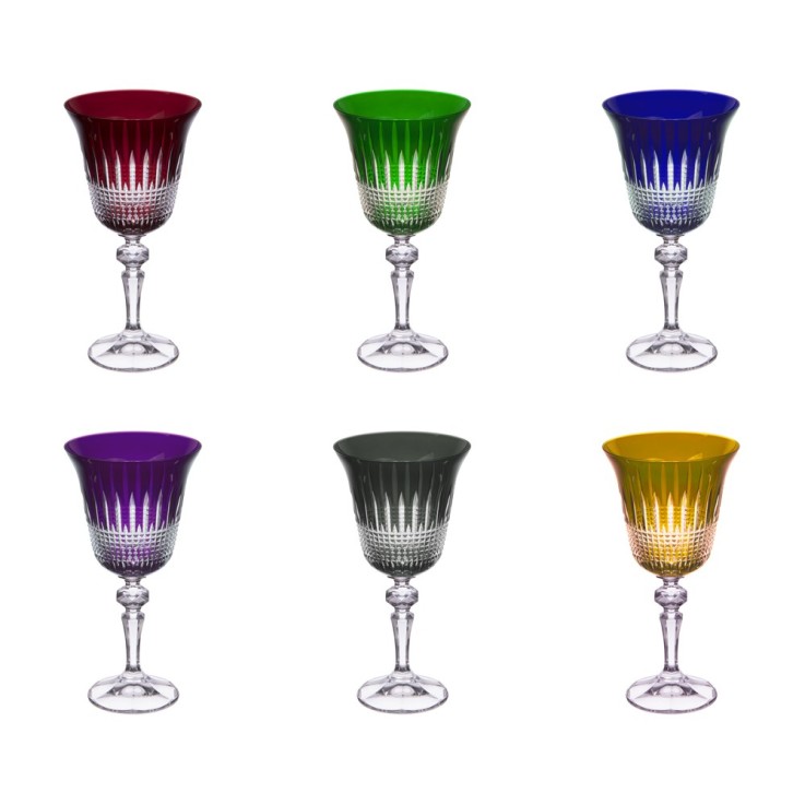 Coffret de 6 verres à pied 22 cl en cristallin taillé