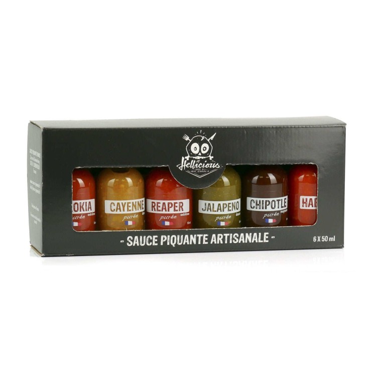 Coffret de 6 purées de piment Hellicious - Le coffrets (6 x 50ml)