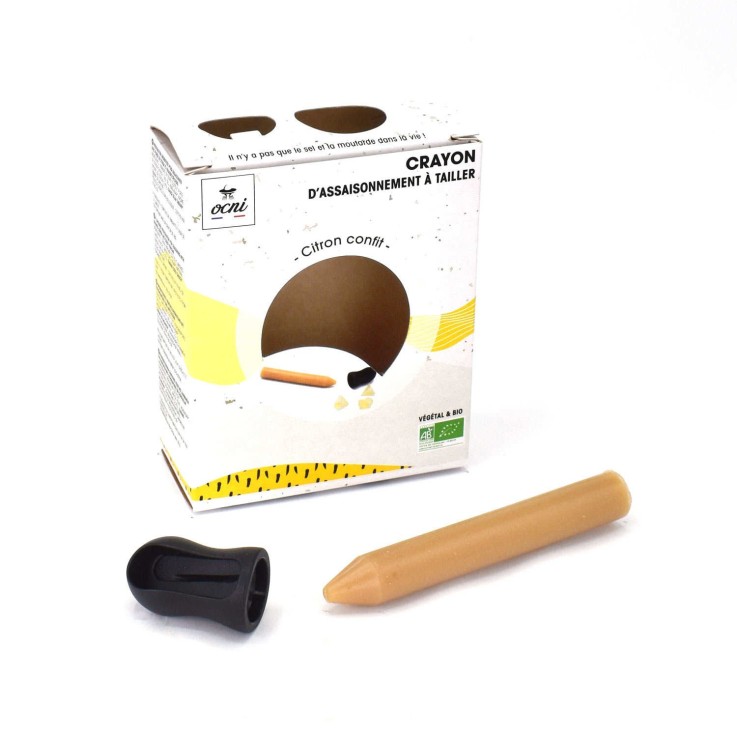 Crayon d'assaisonnement à tailler - Citron confit bio - Coffret 1 crayon 18g + 1 taille-crayon