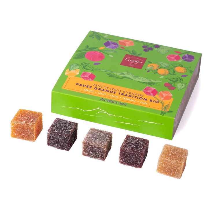 Coffret 16 pâtes de fruits d'Auvergne assorties - Grande Tradition bio - Boîte de 210g