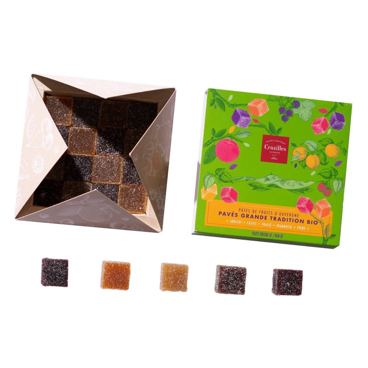Coffret 16 pâtes de fruits d'Auvergne assorties - Grande Tradition bio - Boîte de 210g