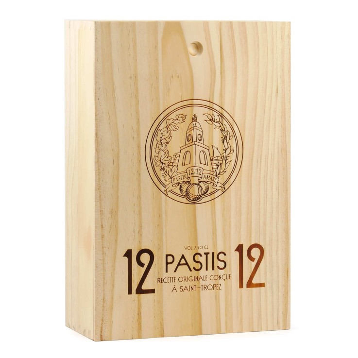 Coffret cadeau Pastis 12/12 et 3 boules de pétanque - Coffret bois 70cl + 3 boules