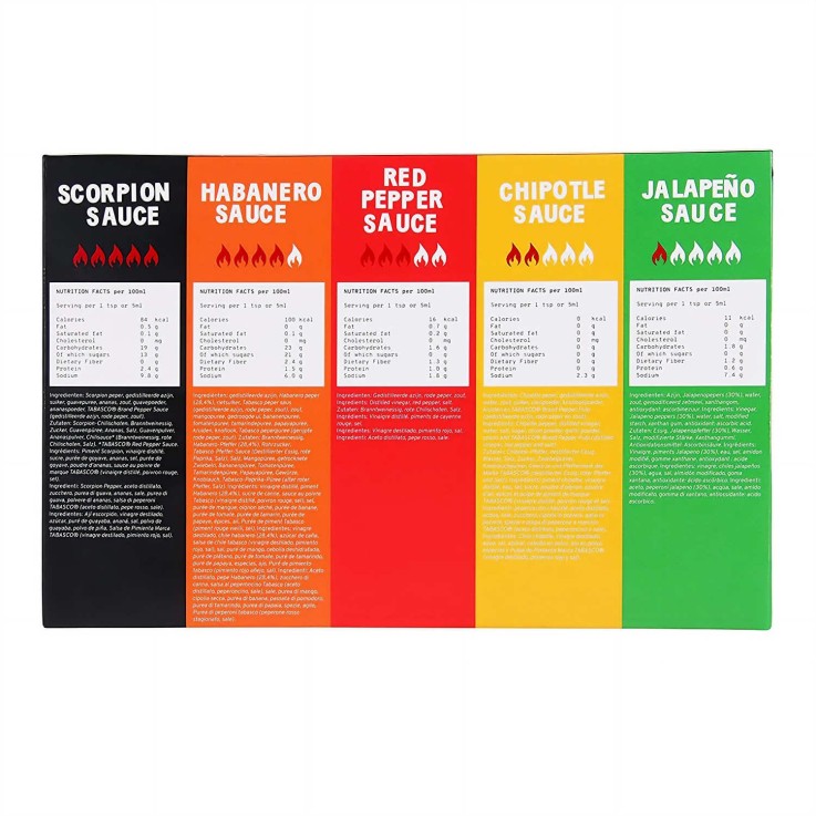 Coffret Tabasco Brand Gift - 5 saveurs x 60ml - Coffret 5 bouteilles de 60ml