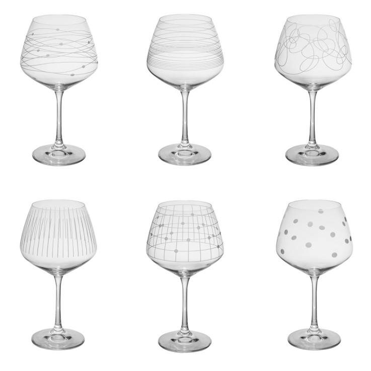 Coffret de 6 verres à pied dégustation Graphik 58 cl en cristallin
