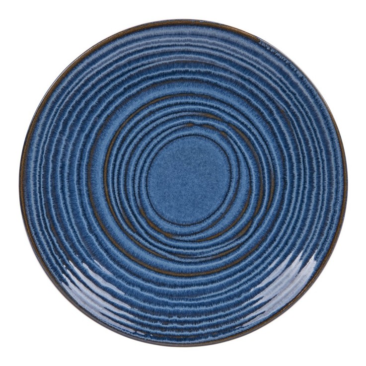 Assiette plate Moon bleu 27 cm (lot de 6) en grès