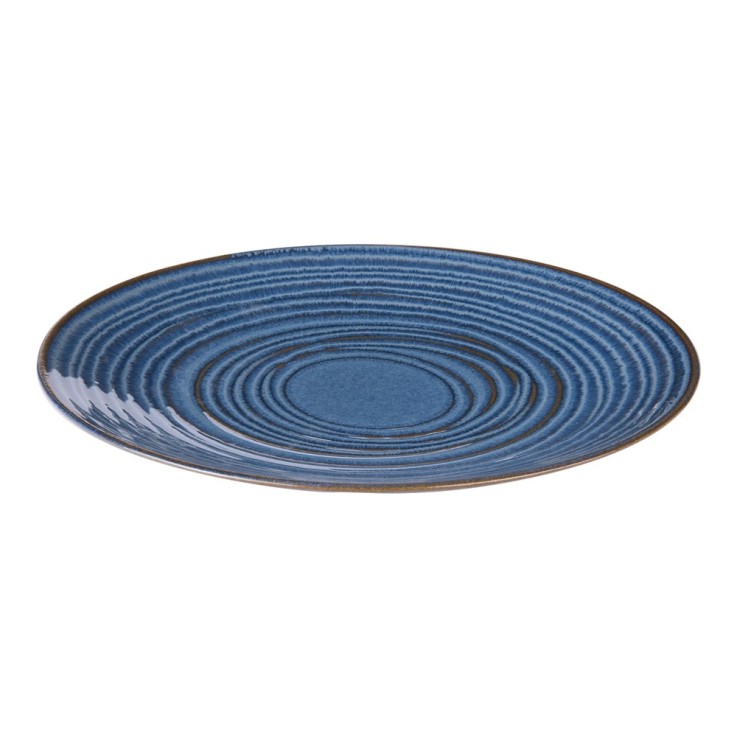 Assiette plate Moon bleu 27 cm (lot de 6) en grès