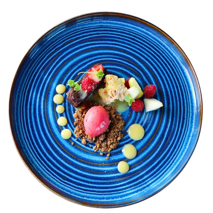 Assiette plate Moon bleu 27 cm (lot de 6) en grès