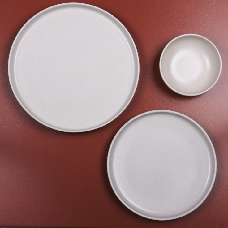 Assiette à dessert Uno crème 22 cm (lot de 6) en grès