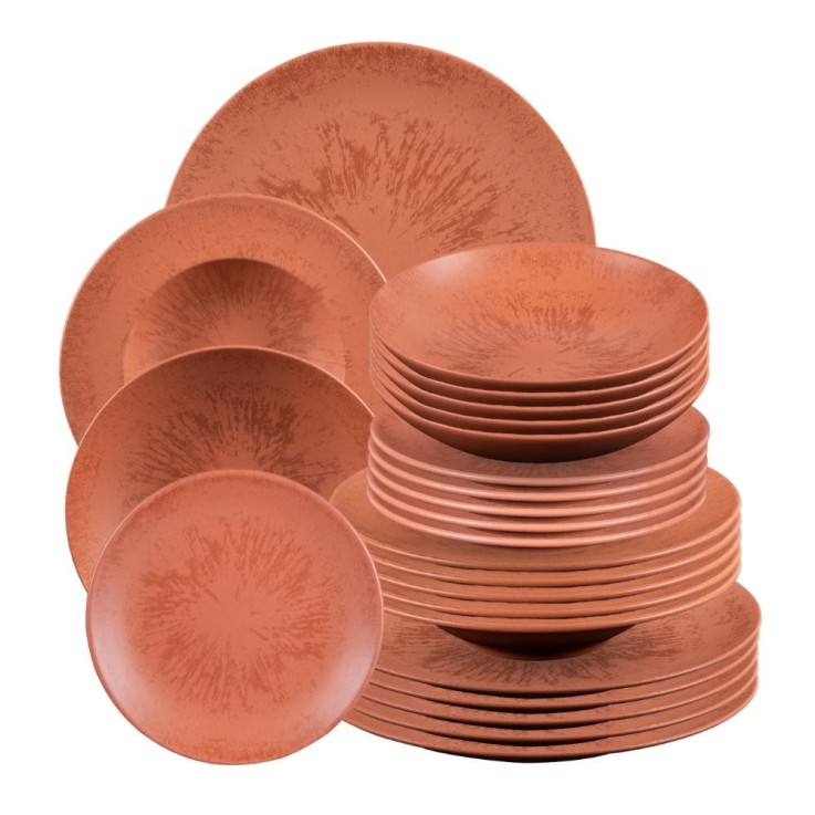 Service d'assiettes 24 pièces Onyx Terracotta en grès