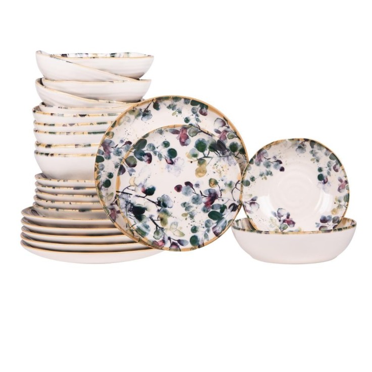 Service d'assiettes Garden 24 pièces en faïence