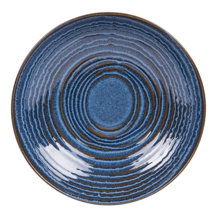 Assiette creuse Moon bleu 22 cm (lot de 6) en grès