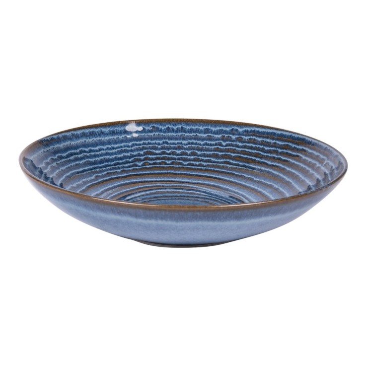 Assiette creuse Moon bleu 22 cm (lot de 6) en grès