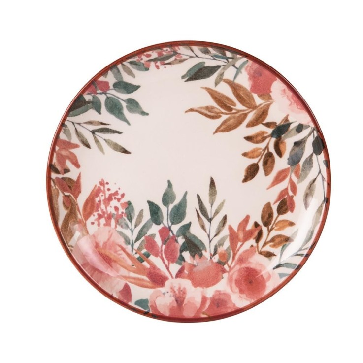 Service d'assiettes 12 pièces Pink Flor en faïence