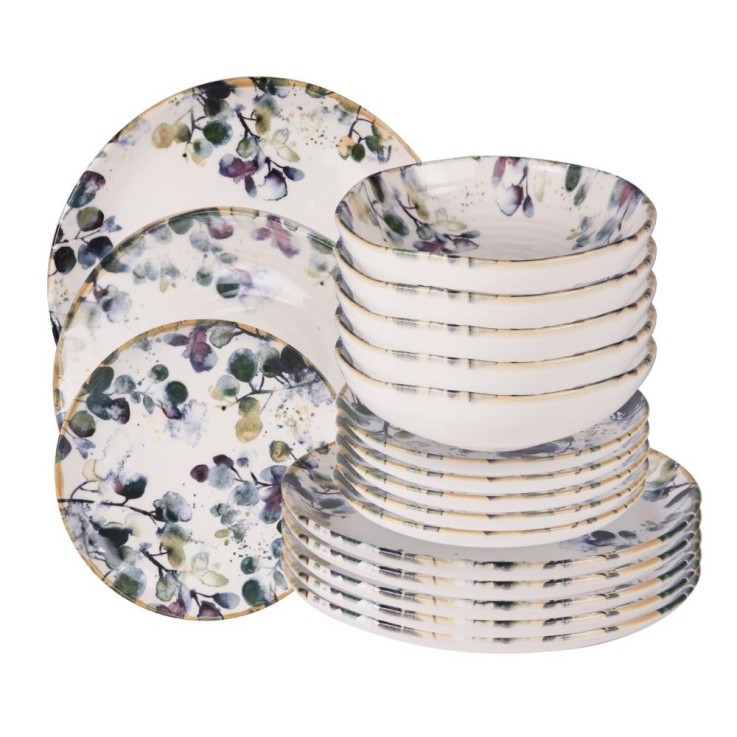 Service d'assiettes Garden 18 pièces en faïence