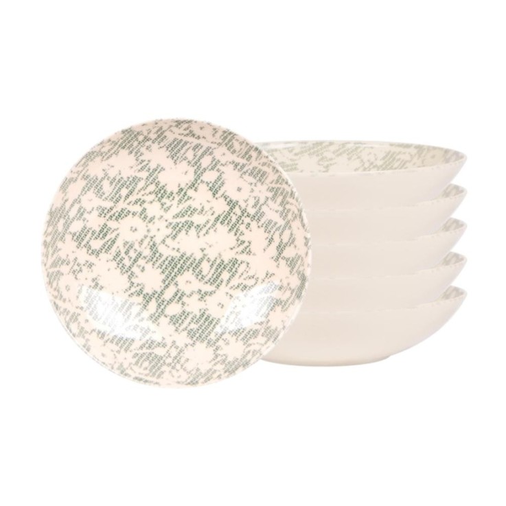 Assiette creuse Léa verte 22 cm (lot de 6) en grès