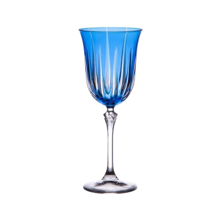 Coffret de 6 verres à pied Divina bleu 28 cl en cristallin