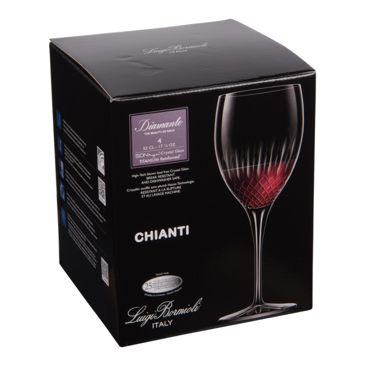 Boîte de 4 verres à pied Diamante 52 cl en cristallin
