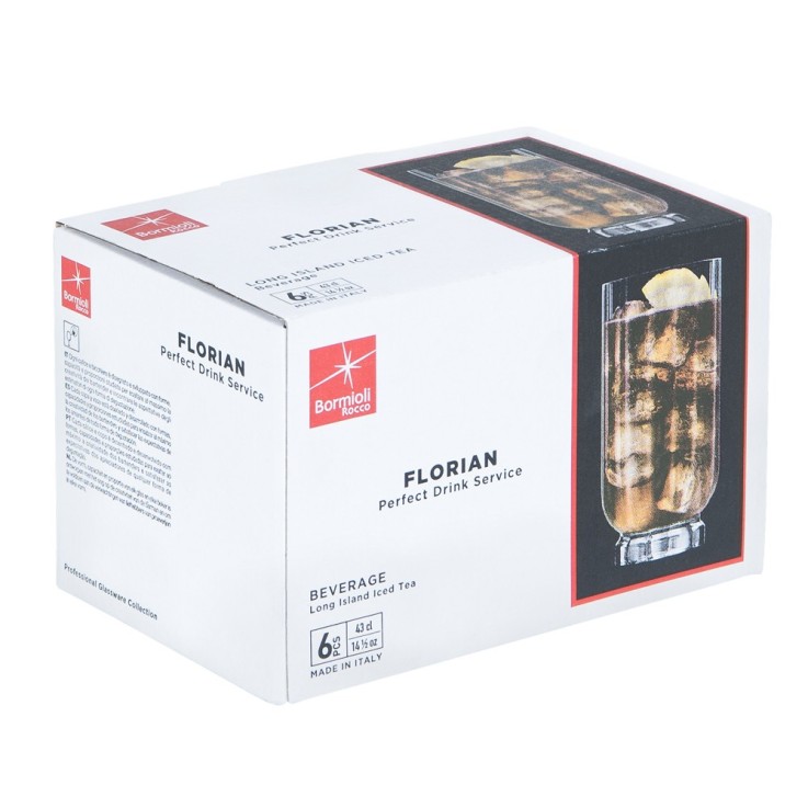 Boîte de 6 Gobelets hauts Florian 43 cl en verre