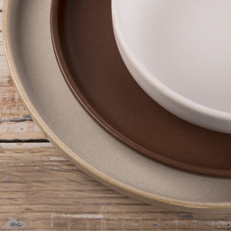 Assiette creuse Uno crème 22 cm (lot de 6) en grès