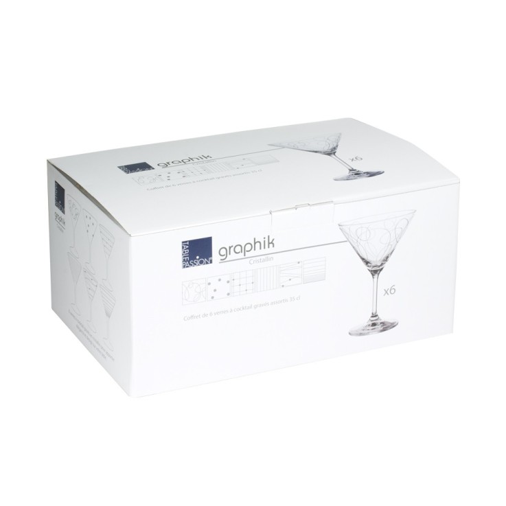 Coffret de 6 verres à cocktail Graphik 35 cl en cristallin