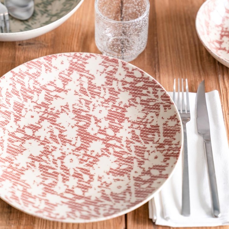 Assiette plate Léa rouge 27 cm (lot de 6) en grès