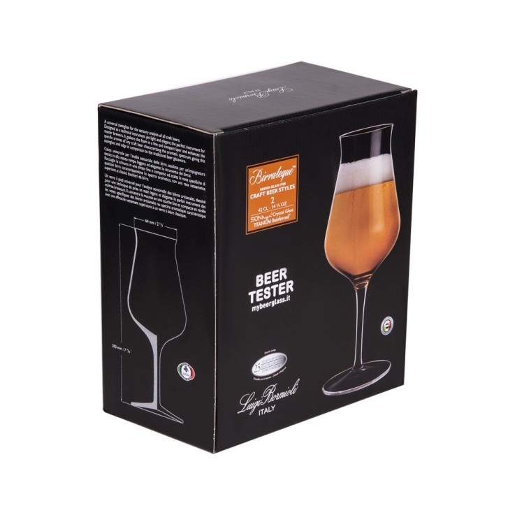 Coffret de 2 verres à bière birrateque tester 42 cl en cristallin